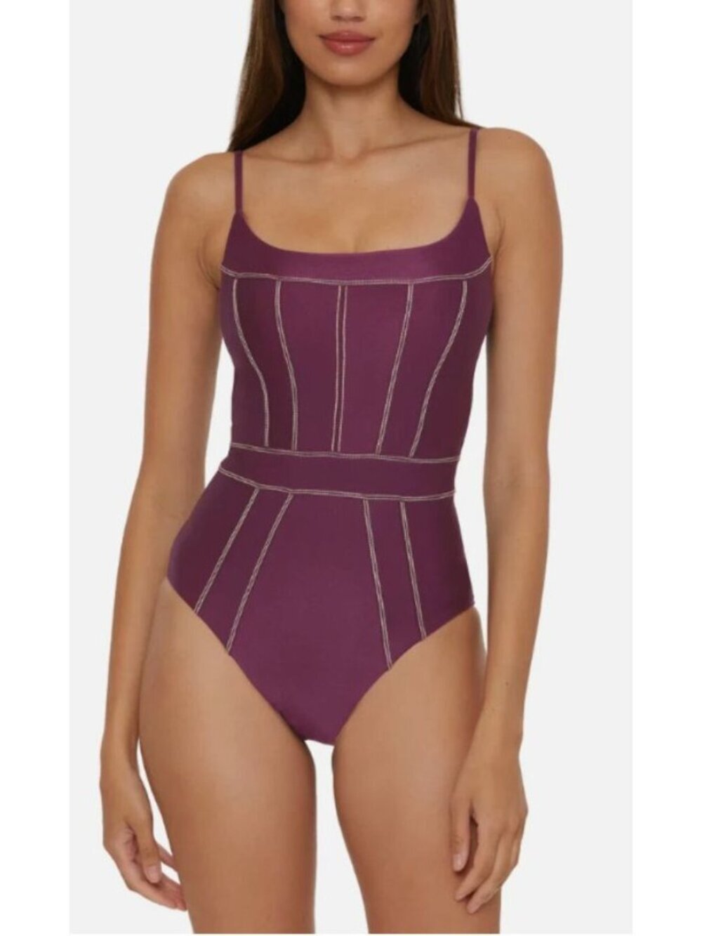 New Becca Women's Size M Aubergine Sheen One-Piece Swimsuit - Picture 1 of 12